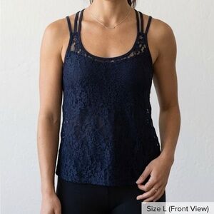 FULL TILT Black Lace Strappy Back Women’s Tank Top. Size L